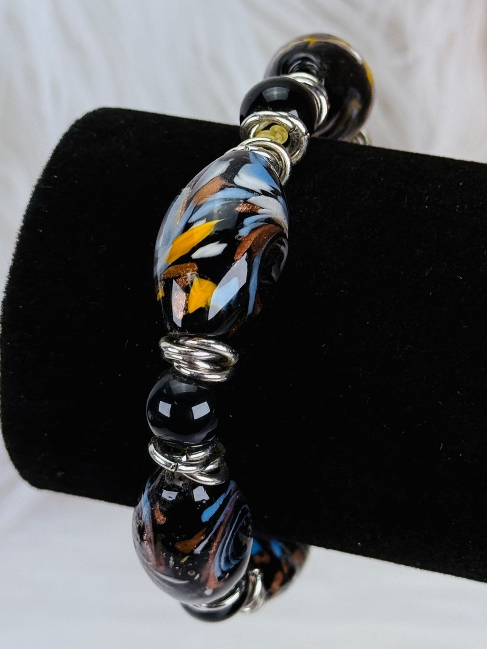 Gorgeous handpainted weighted stretch bracelet